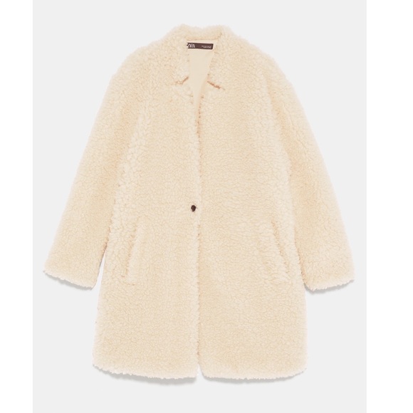 Jackets & Coats Zara Cream Faux Shearling Fur Teddy Bear Jacket